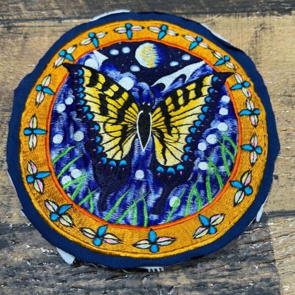 Handmade Butterfly Night Sky Embroidered Patch Sew On Applique 9 inch‎
